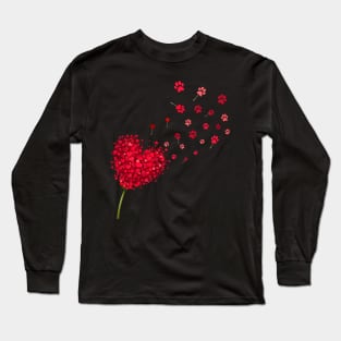 Heart Dandelion Valentine Dog Paws Long Sleeve T-Shirt